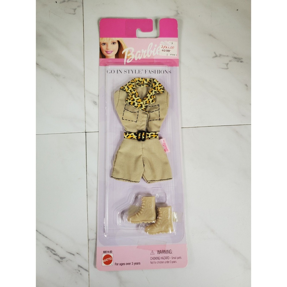 1999 Barbie Mattel Go In Style Fashions 68014-83 Tan Top, Shorts, and Boots NIP - Picture 2 of 5